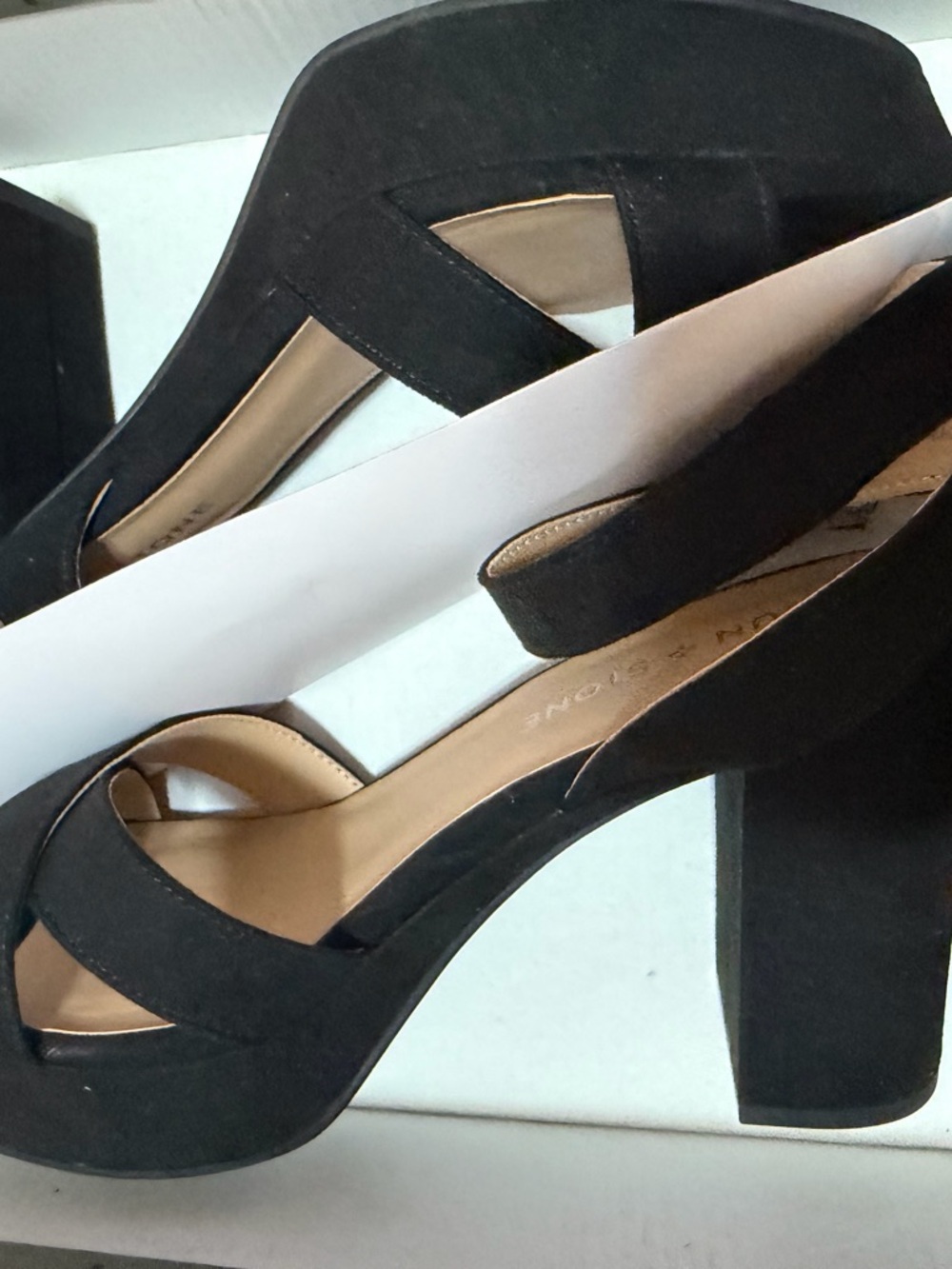 Black Suede Platform Block Heel Sandals - Women's